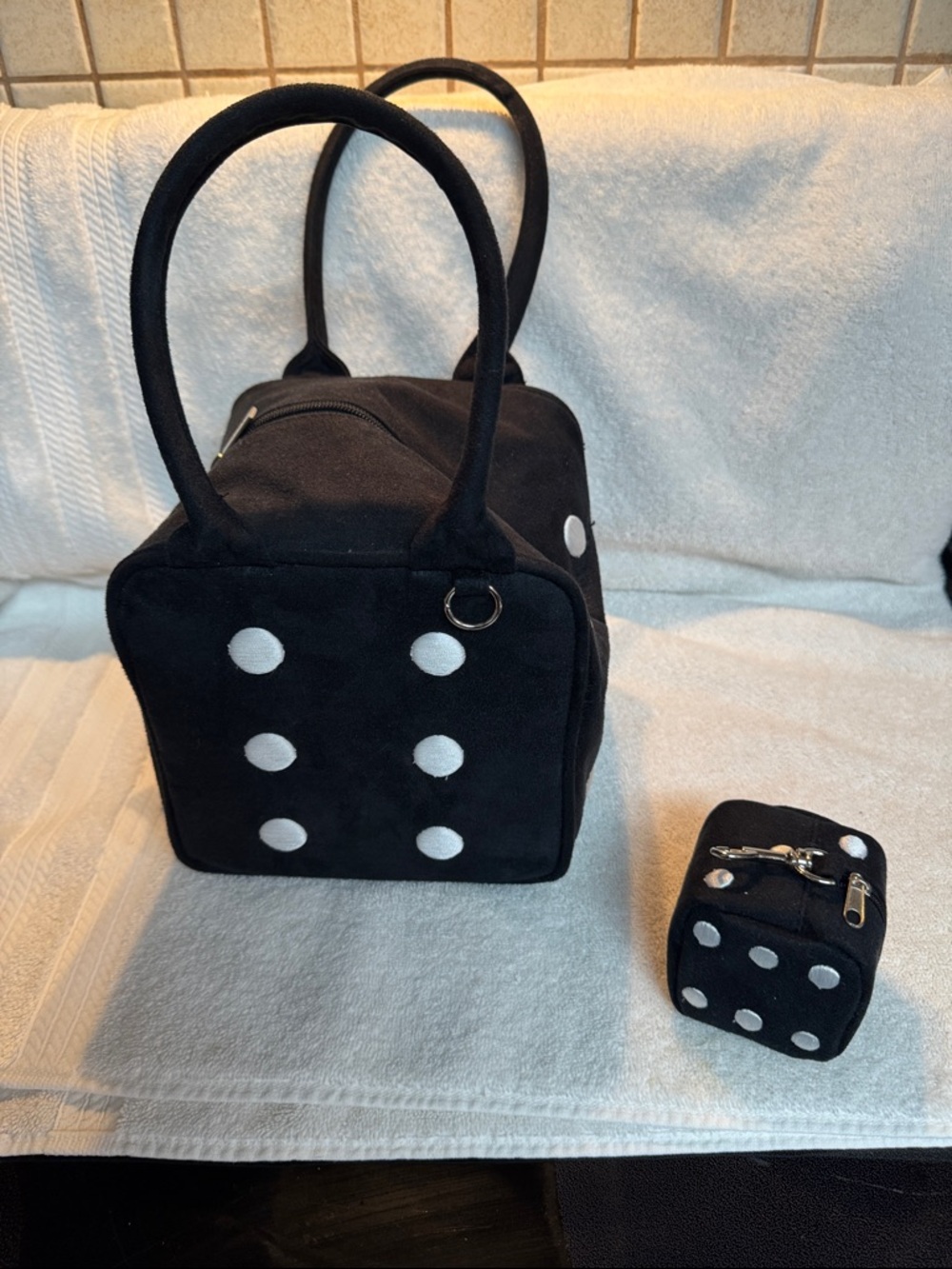 Murval Black Dice-Dot Top-Handle Mini Bag with Coin Pouch